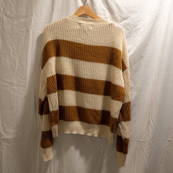 CJLA - Mustard/Cream Stripped Sweater (size Large) - Picture 2 of 4